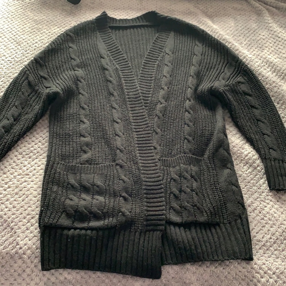 Drop shoulder knit cardigan